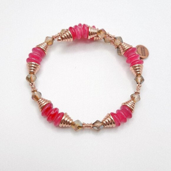 Alex and Ani Haven Wrap Coral Pink Rose Gold Tone Beaded Expendable Bracelet - Picture 2 of 3